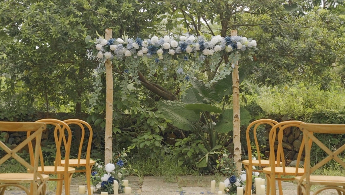 Beautiful colorful wildflower garland perfect for an outdoor