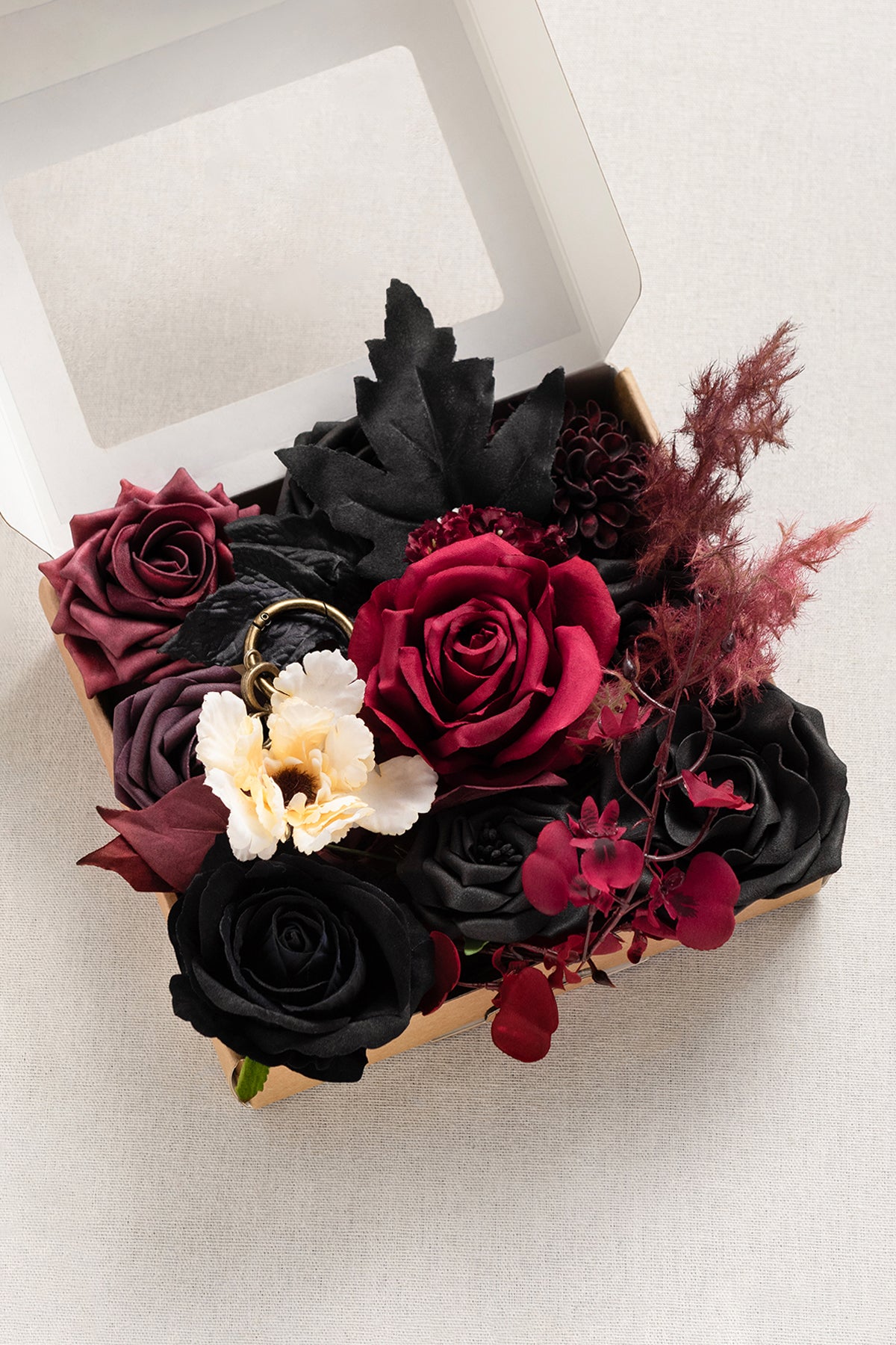 Moody Burgundy & Black Artificial Flowers and Greenery Deluxe Combo Box  Set, Goth Fake Flower for DIY Wedding Bridal Bouquet, Centerpieces Decor,  Floral Arrangement Decor 