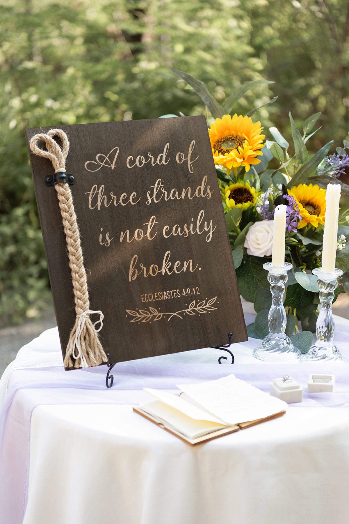A Cord of Three Strands Unity Sign, Rustic Wedding Sign, Unity Ceremon