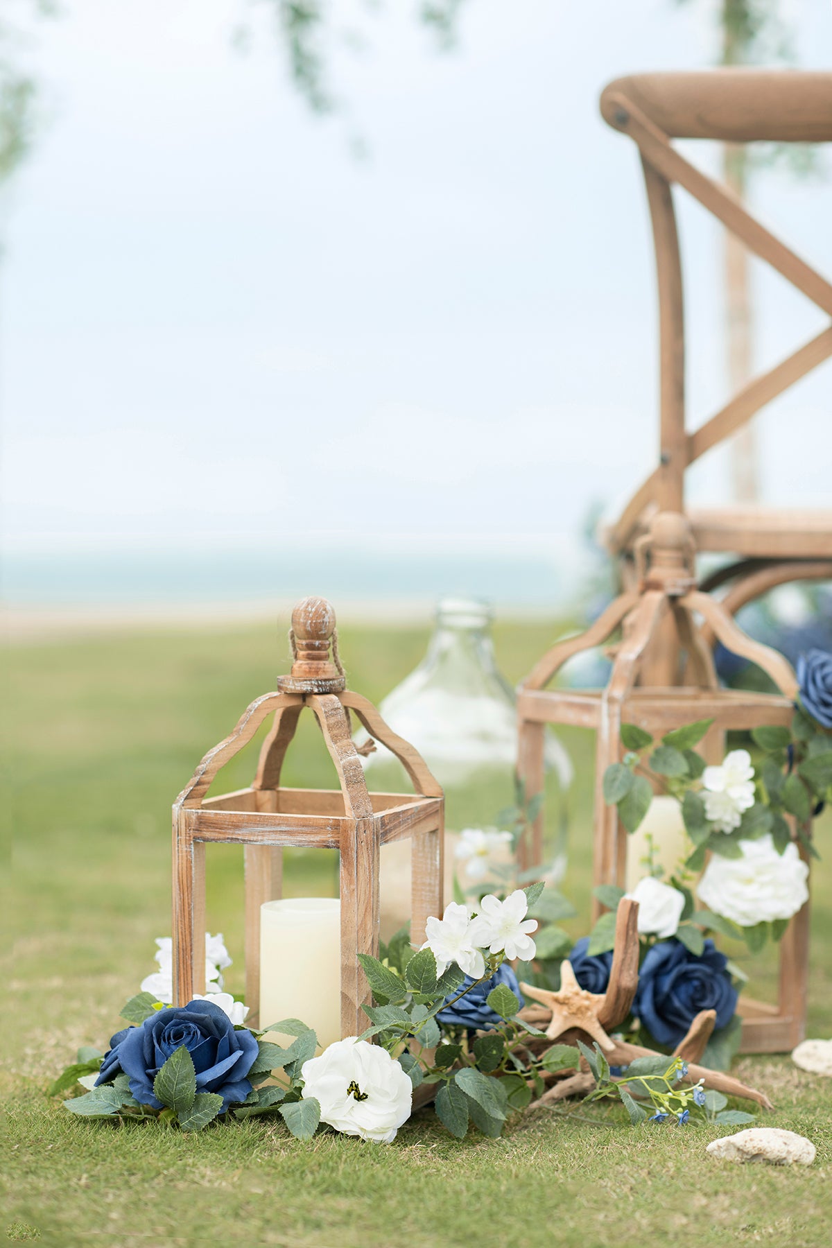 DIY Dusty Blue & Navy Elegant Floral Candelabra Arrangement – Ling's Moment