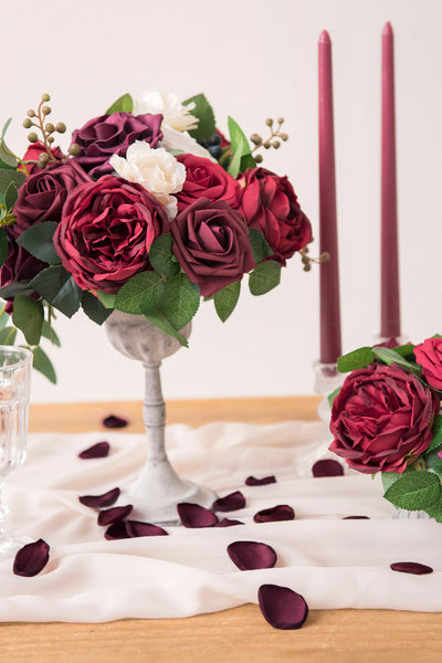 Silk Rose Petals in Burgundy & Blush