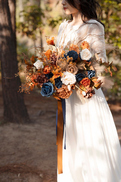 DIY Designer Flower Boxes in Russet Orange & Denim Blue