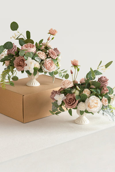 Large Floral Centerpiece Set in Dusty Rose & Cream