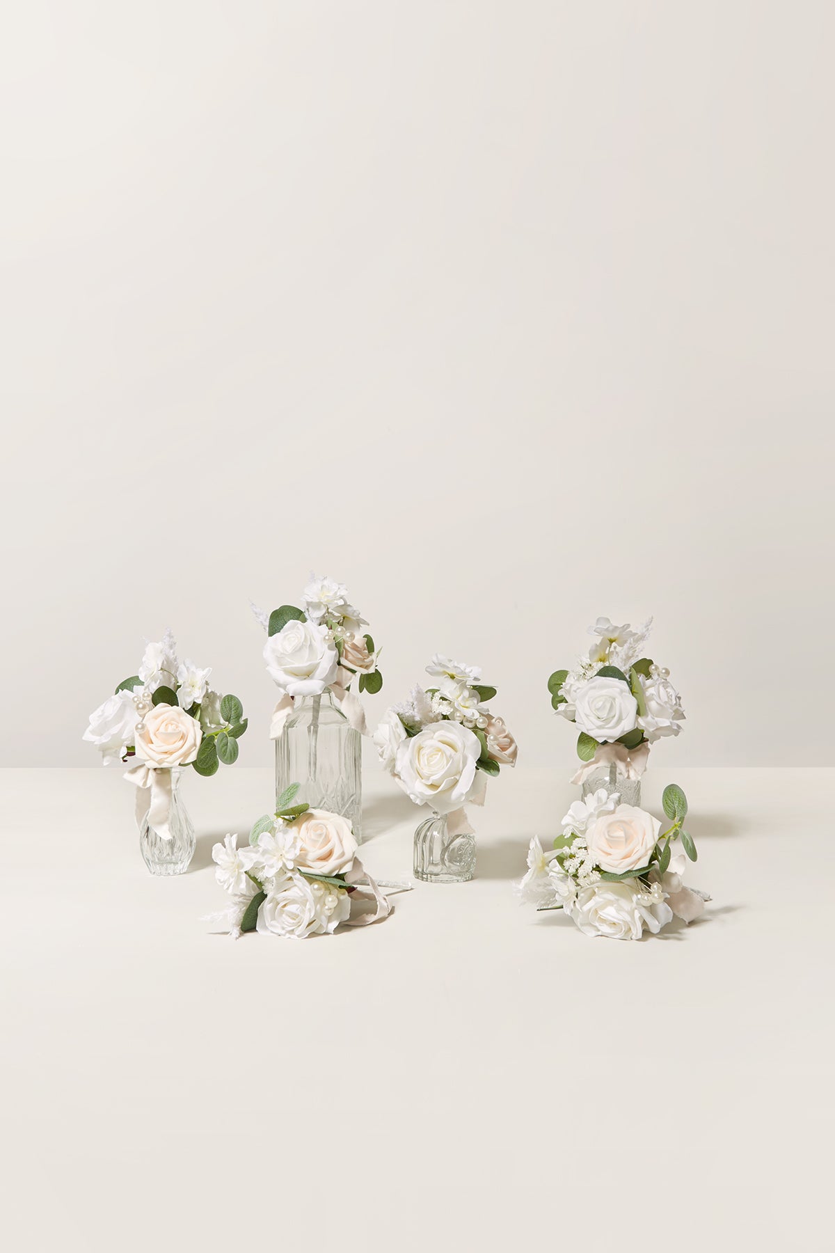 Mini Premade Flower Centerpiece Set in White & Sage