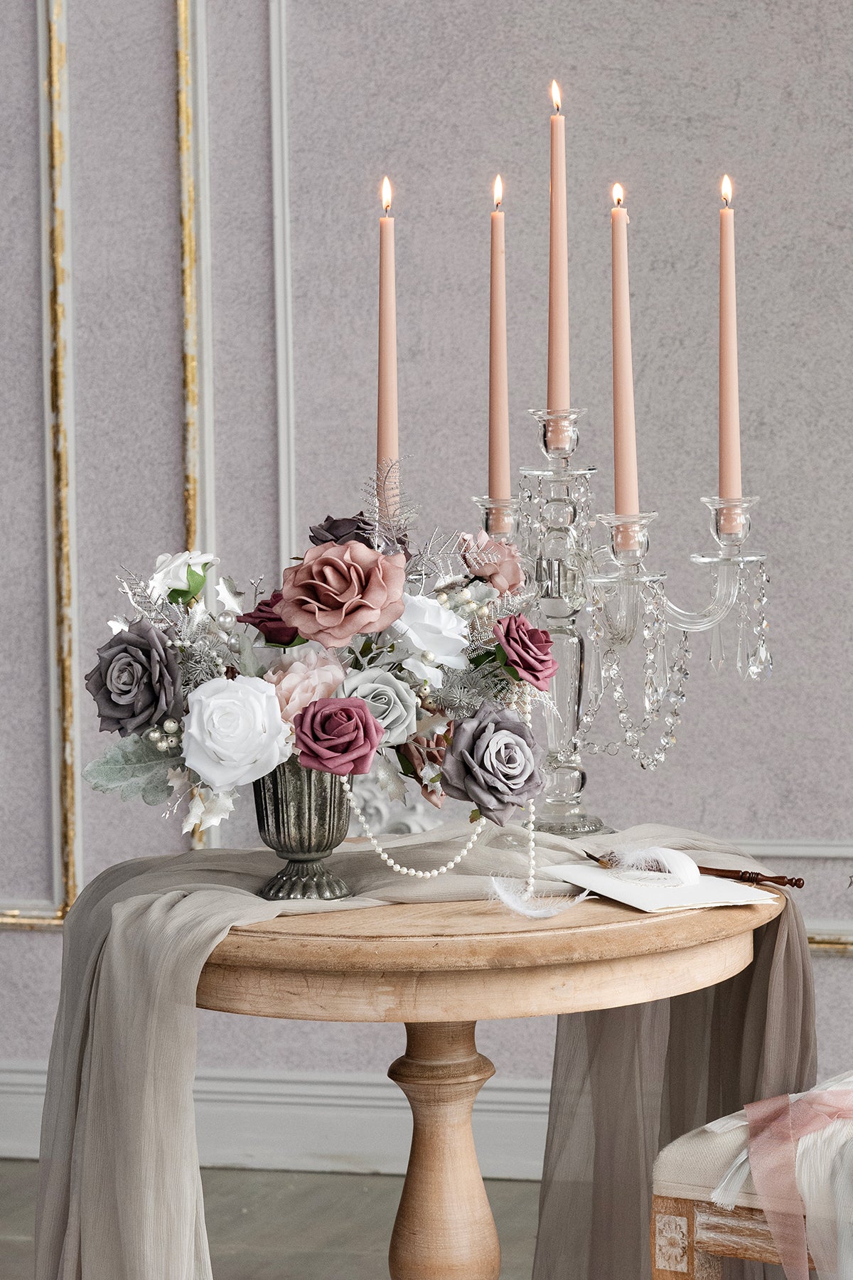 DIY Designer Flower Box in Dusky Rose & Silver