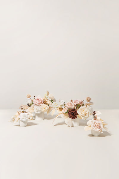 Assorted Floral Centerpiece Set in White & Beige