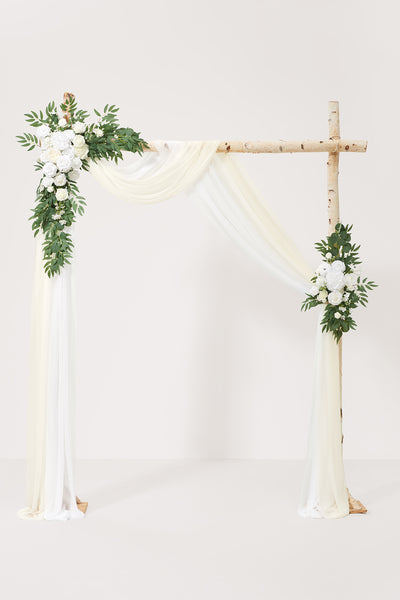 Flower Arch Decor with Drapes in White & Sage