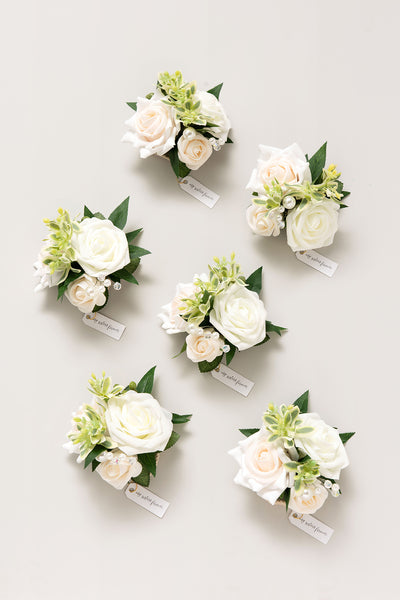 Wrist Corsages in Ivory & Cream