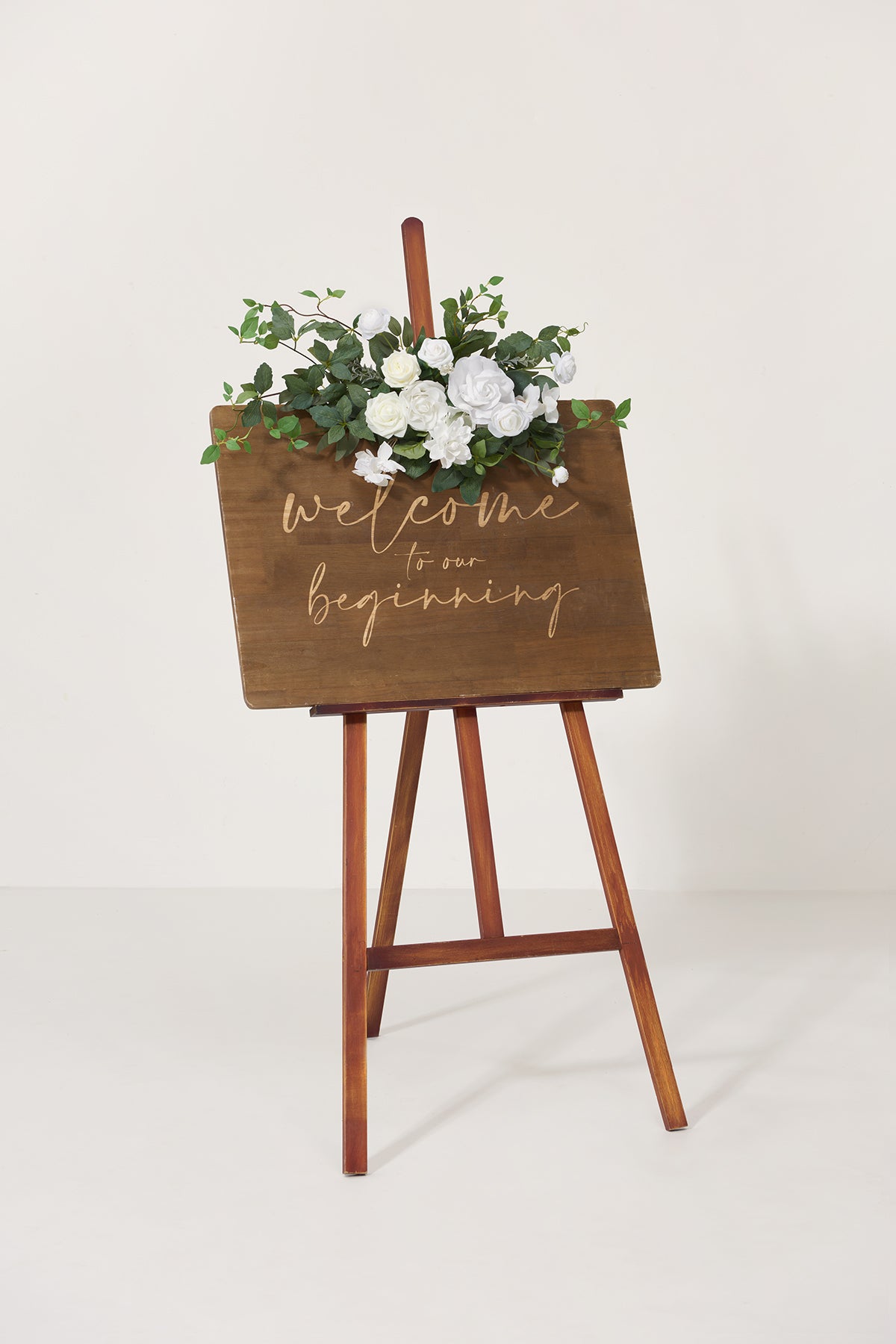 Flower Sign Decor in White & Sage