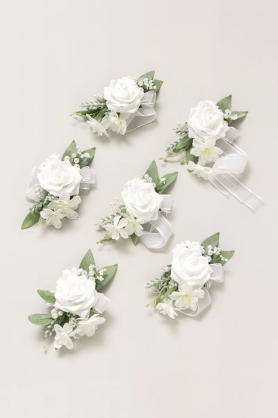 Wrist Corsages in Natural White