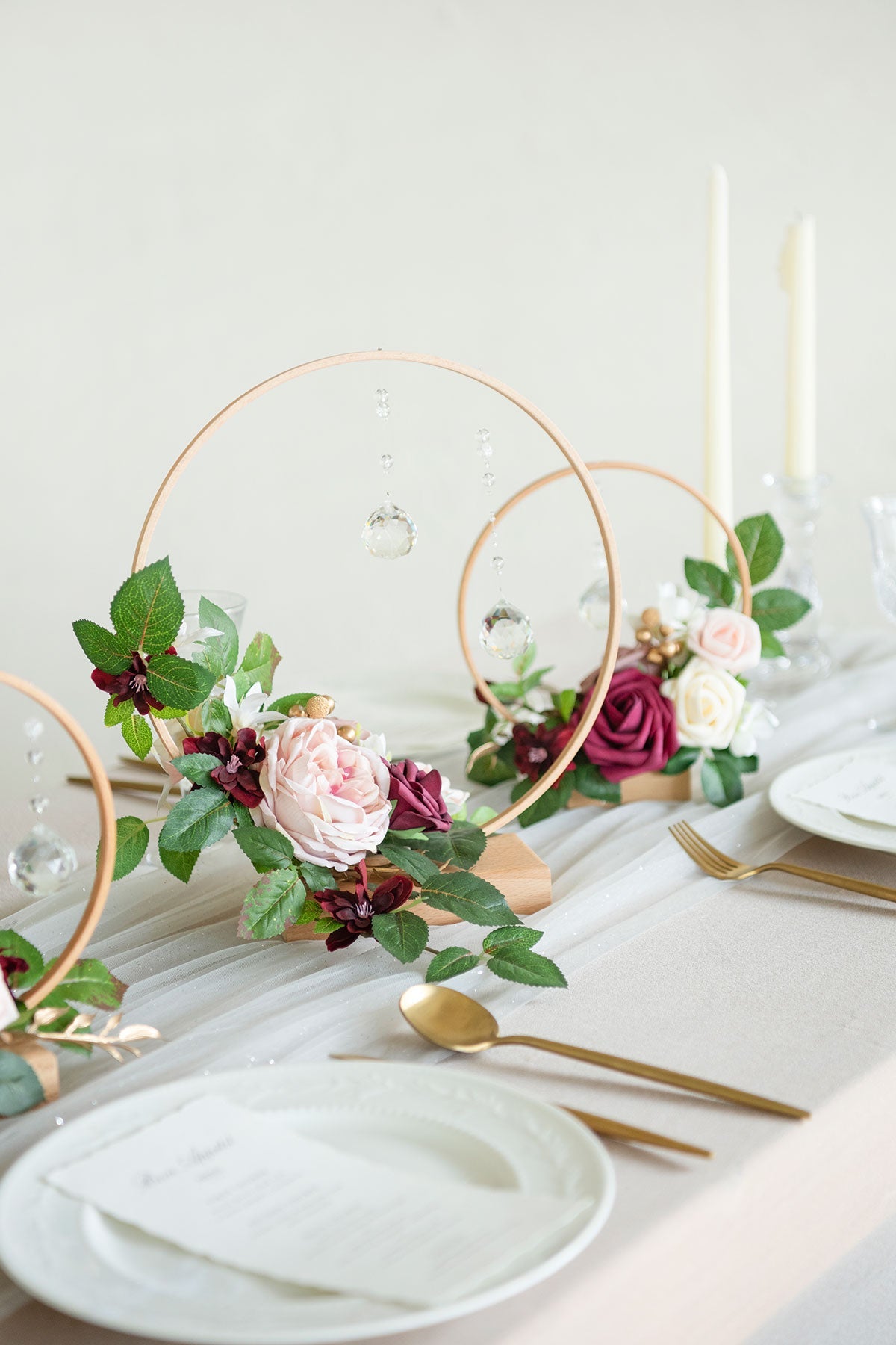 Hoop Centerpiece Set with Crystal in Dusty Rose & Mauve