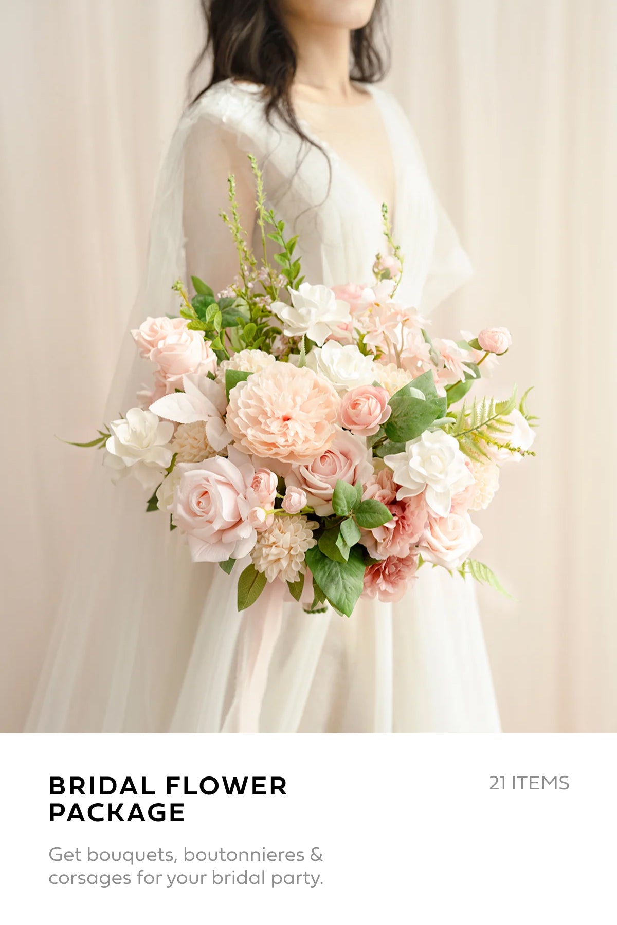 Pre-Arranged Bridal Flower Packages in Blush & Cream