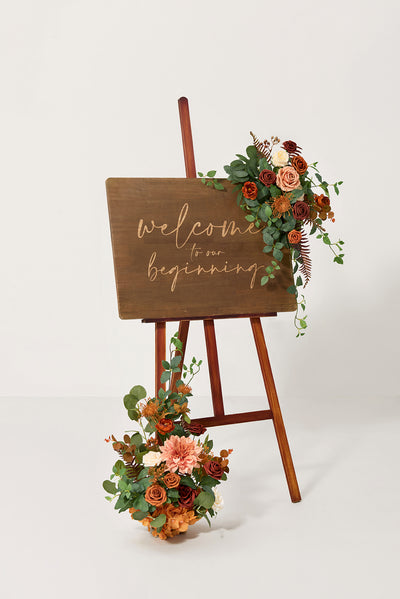 Deluxe Combo Set Flower Sign Decor in Sunset Terracotta | Clearance