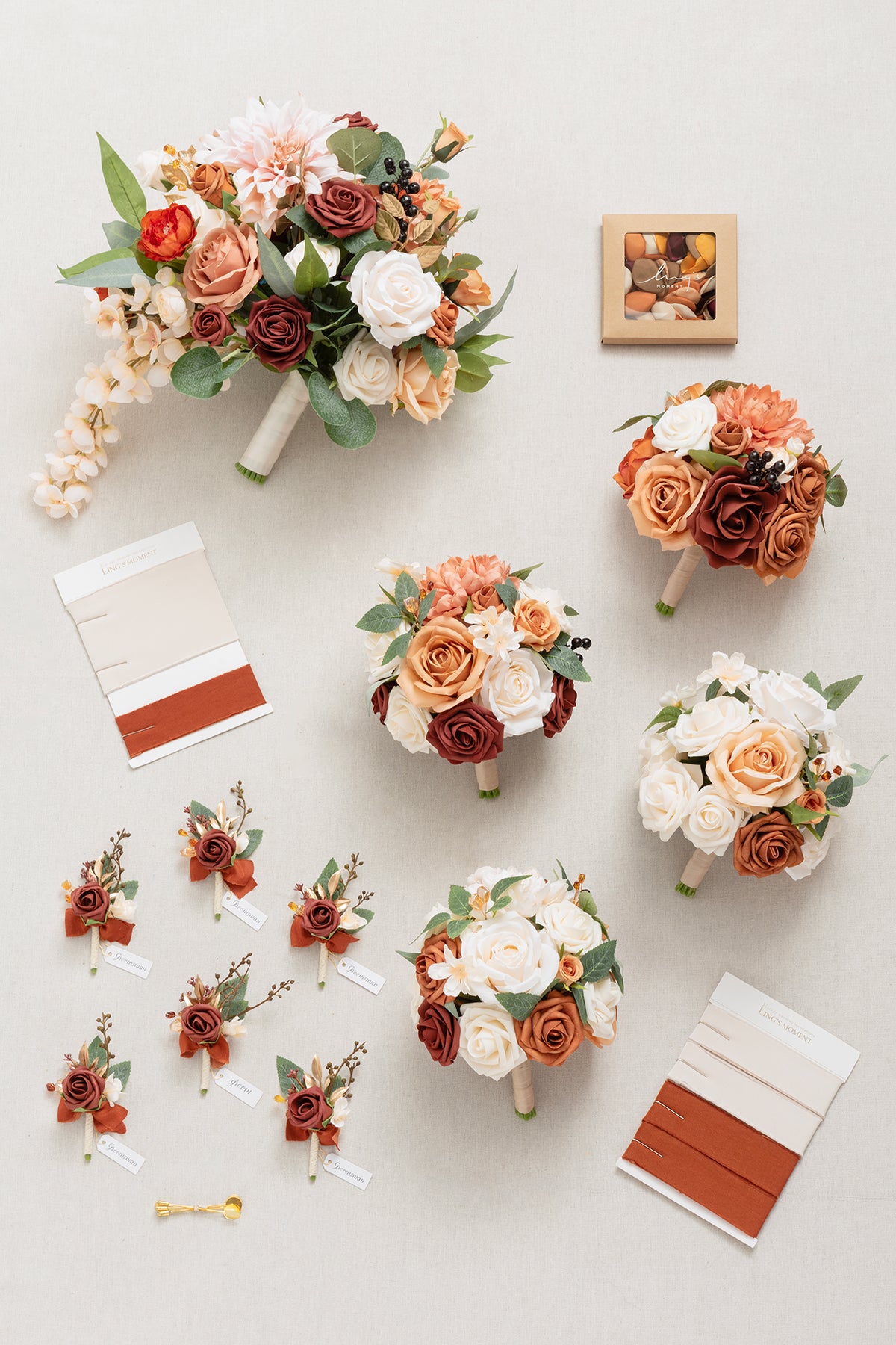 Pre-Arranged Wedding Flower Packages in Sunset Terracotta