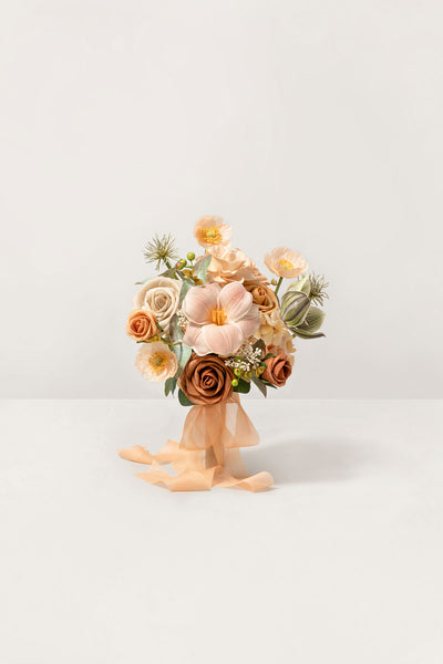 Free-Form Bridesmaid Bouquets in Sunny Peach & Apricot