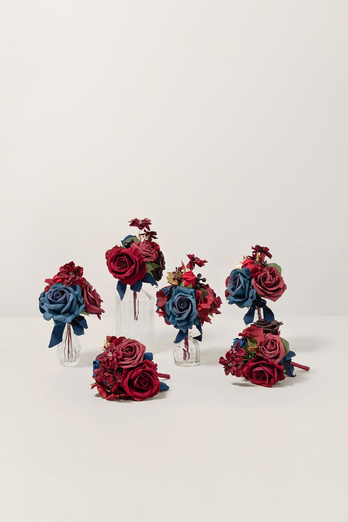 Mini Premade Flower Centerpiece Set in Burgundy & Navy