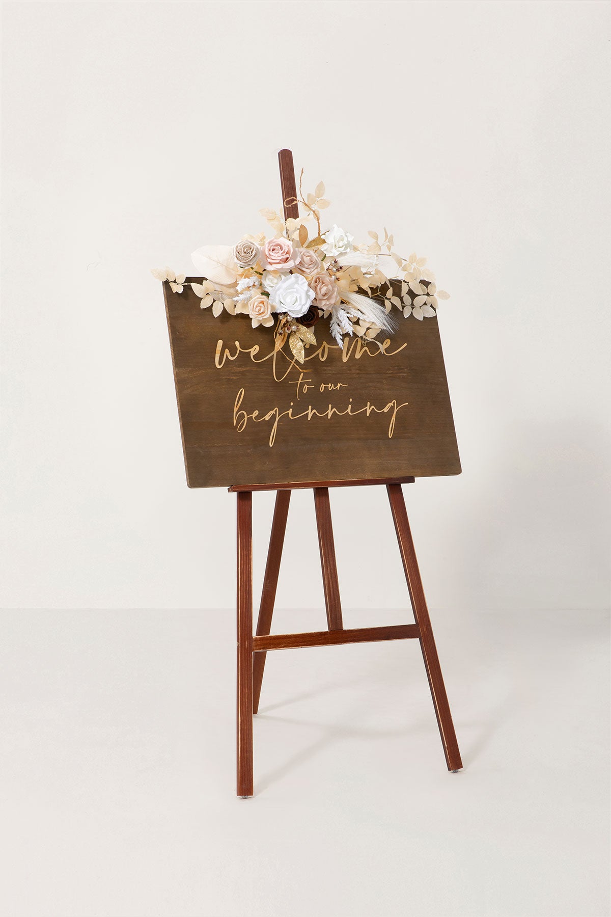 Flower Sign Decor in White & Beige | Clearance