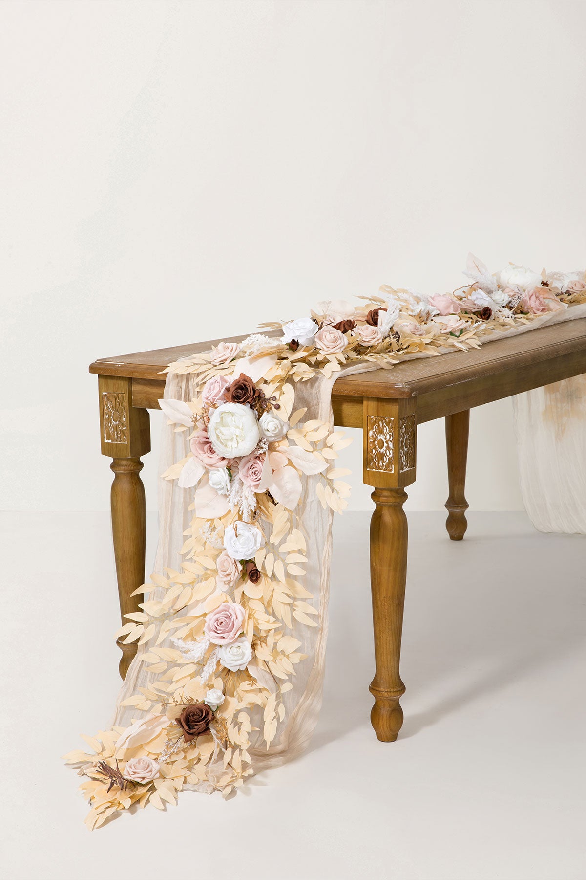 6ft Flower Garland in White & Beige