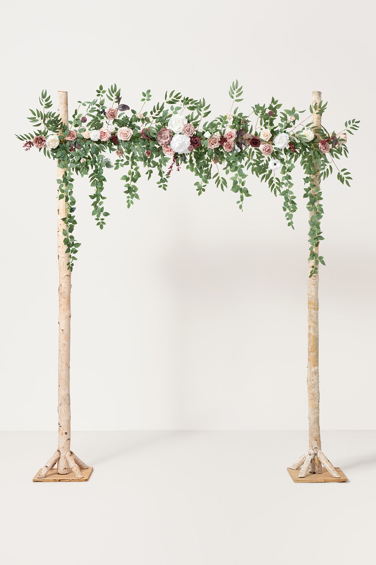 6.5ft Flower Garland with Hanging Vines in Dusty Rose & Mauve