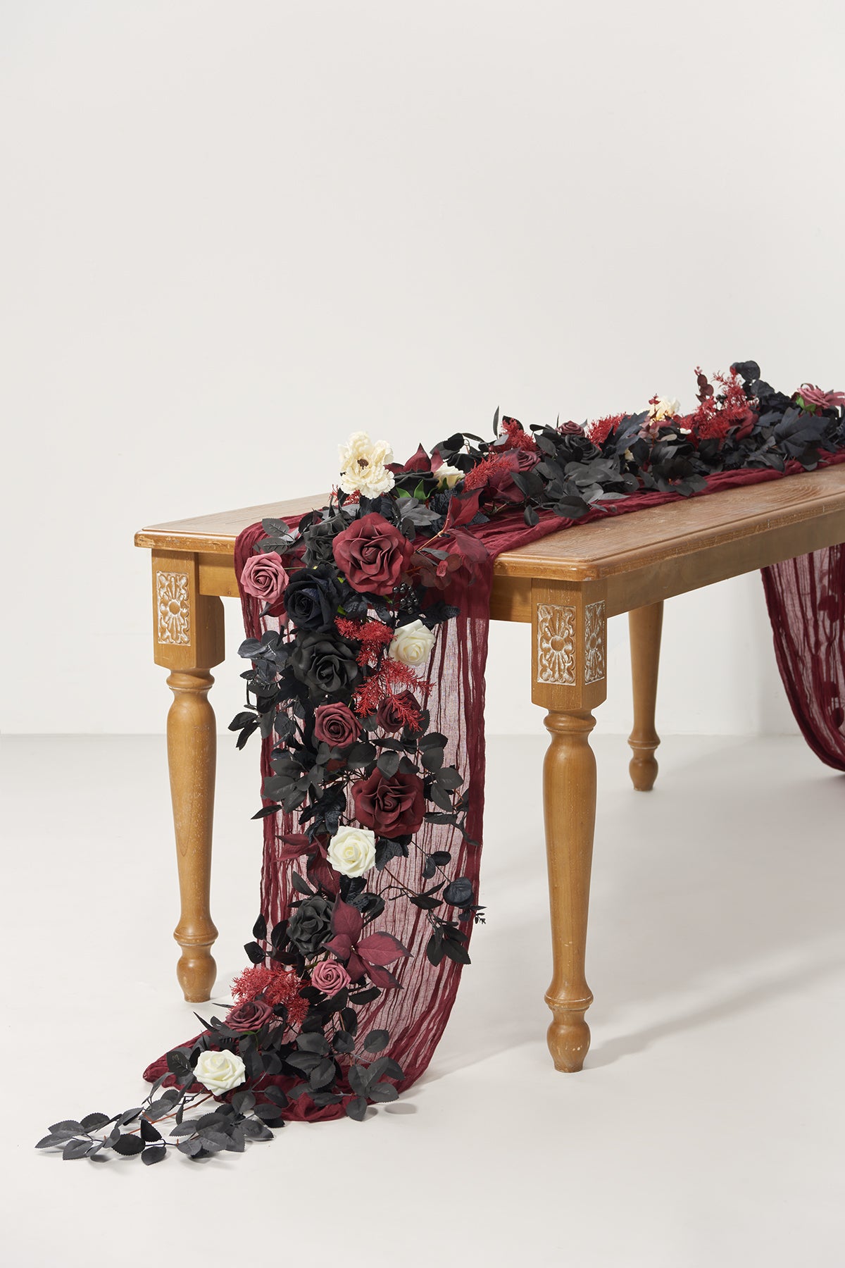 6ft Flower Garland in Moody Burgundy & Black