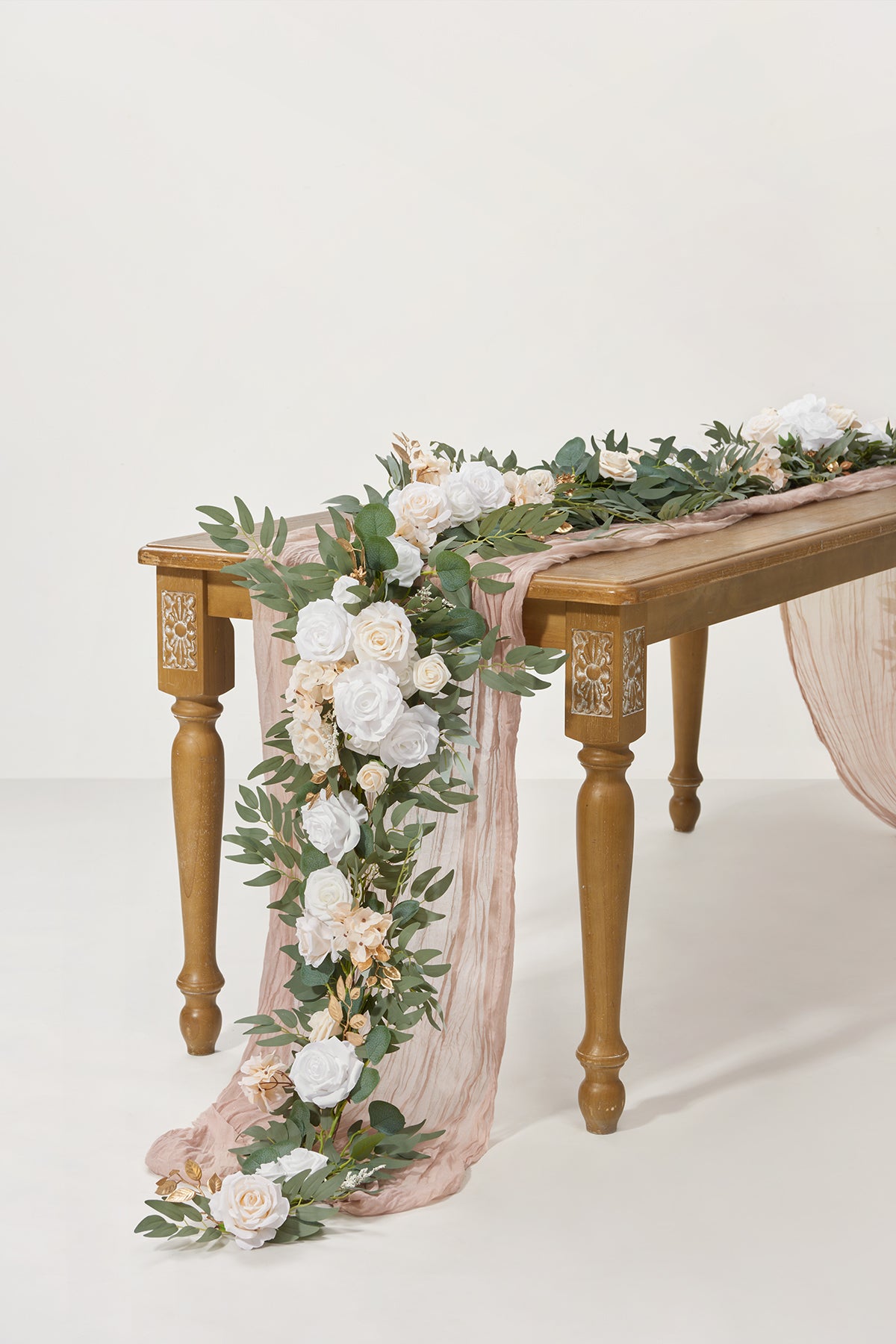 6ft Flower Garland in White & Beige