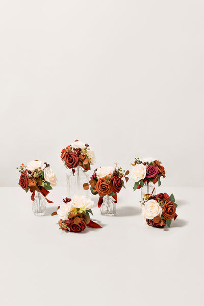 Mini Premade Flower Centerpiece Set in Sunset Terracotta