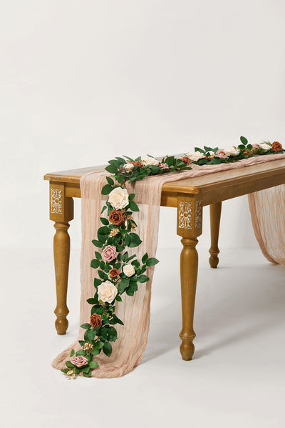 5ft Flower Garland in Sunset Terracotta