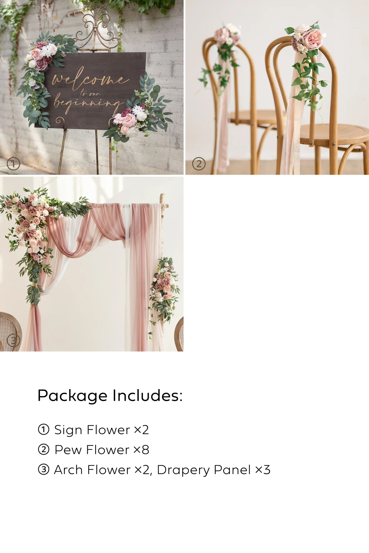 Pre-Arranged Wedding Flower Packages in Dusty Rose & Cream