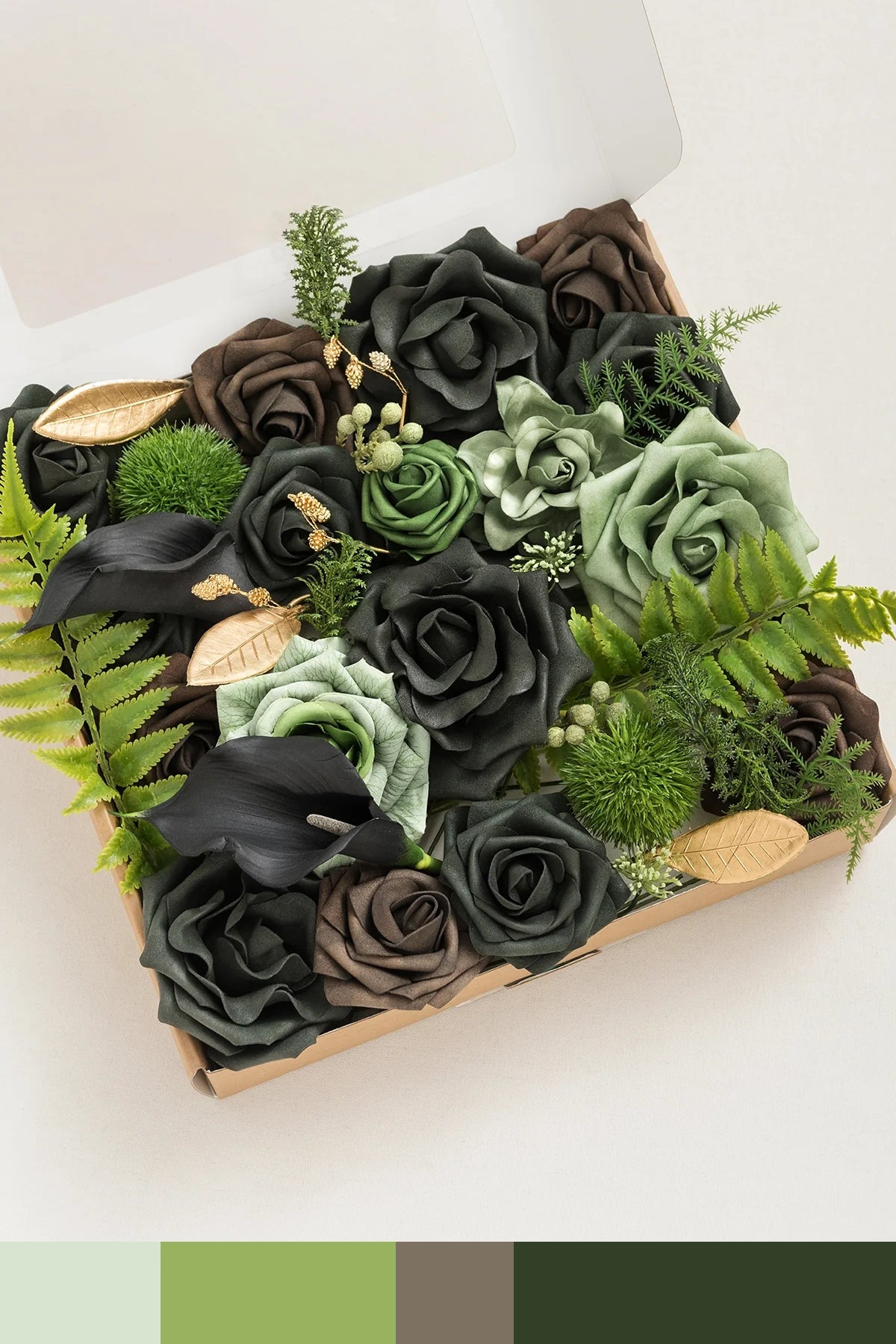 DIY Designer Flower Boxes in Forest Green & Gold