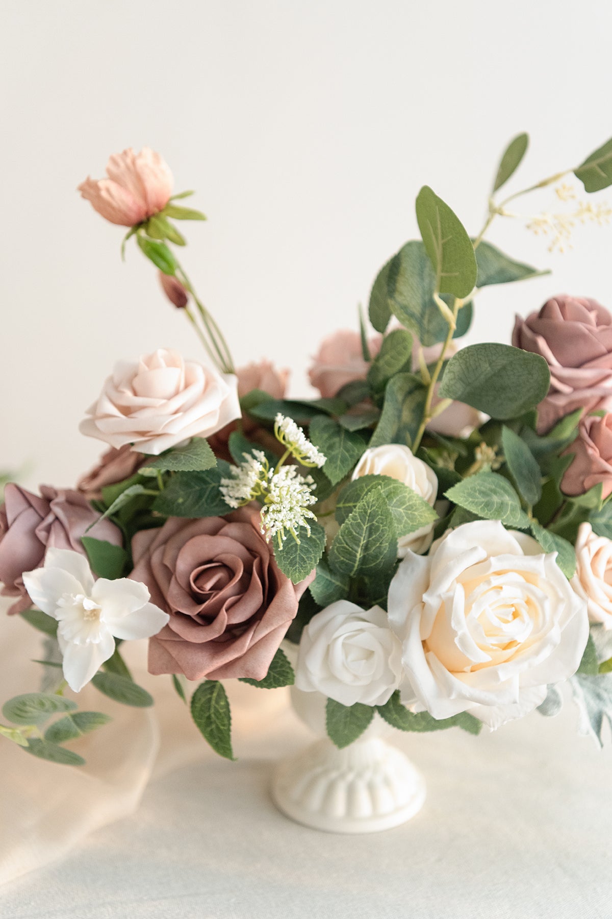 Large Floral Centerpiece Set in Dusty Rose & Cream