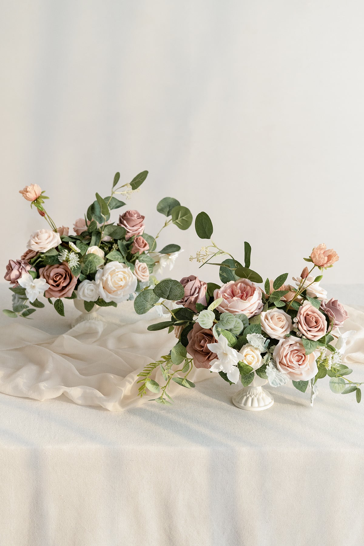 Large Floral Centerpiece Set in Dusty Rose & Cream