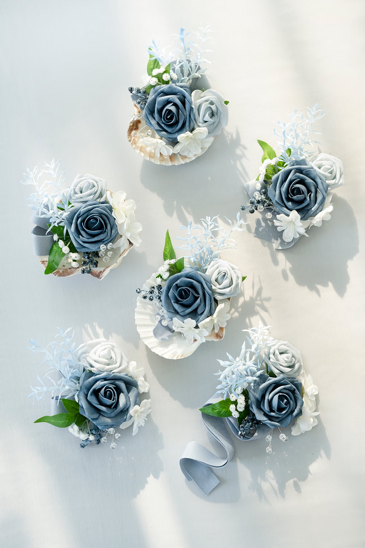 Wrist Corsages in Romantic Dusty Blue