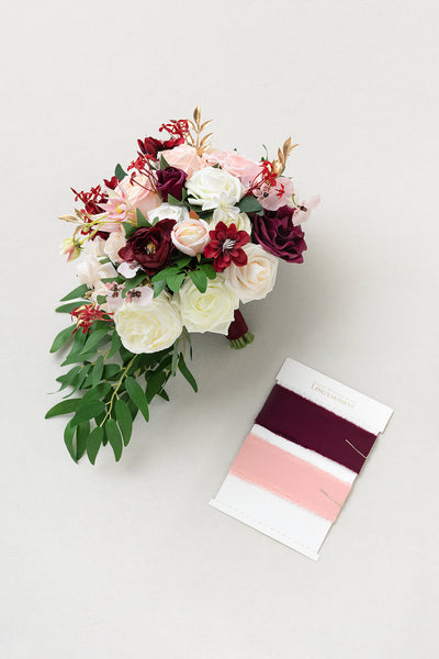 Small Cascade Bridal Bouquet in Romantic Marsala