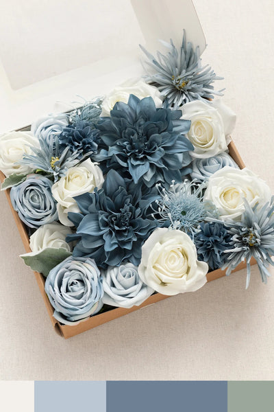 DIY Designer Flower Boxes in Dusty Blue & Navy