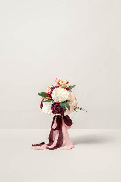 Maid of Honor & Bridesmaid Bouquets in Romantic Marsala