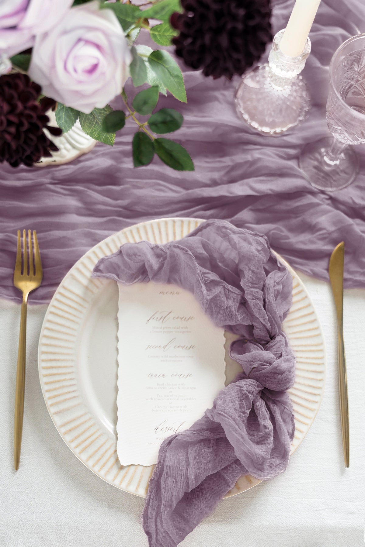 Cheesecloth Napkins & Table Runner Set for Reception - 12 Colors