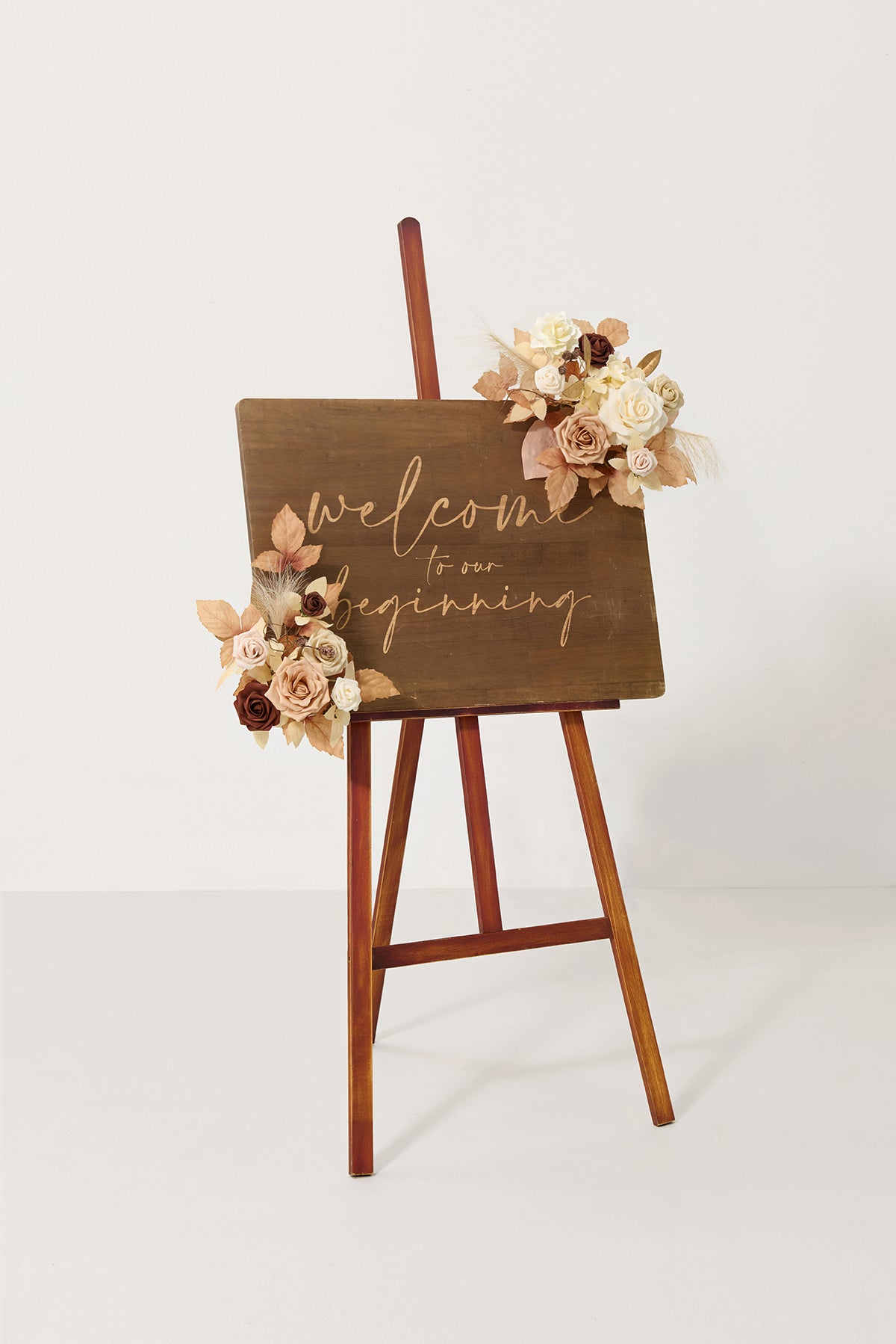 Dual Flower Design Sign Decor in Rust & Sepia