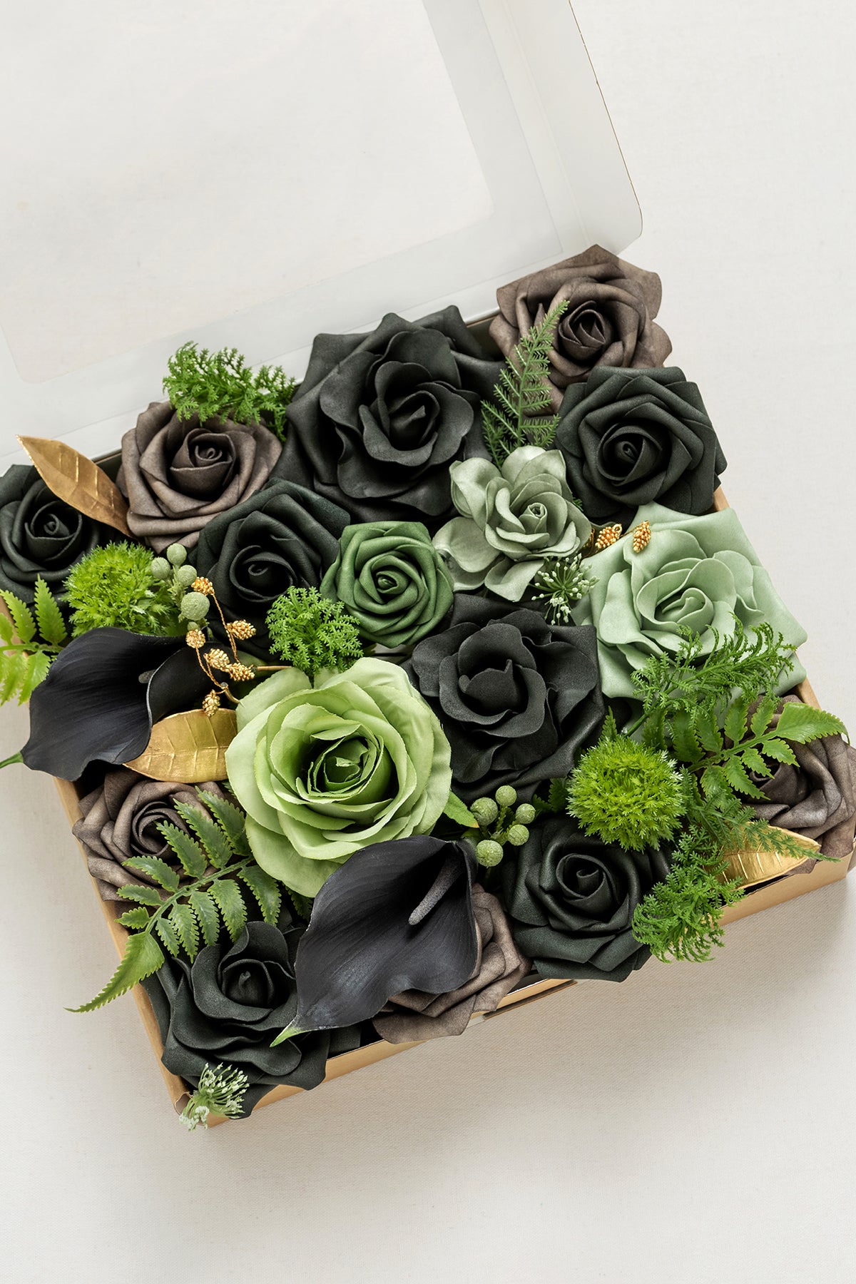 DIY Designer Flower Boxes in Forest Green & Gold