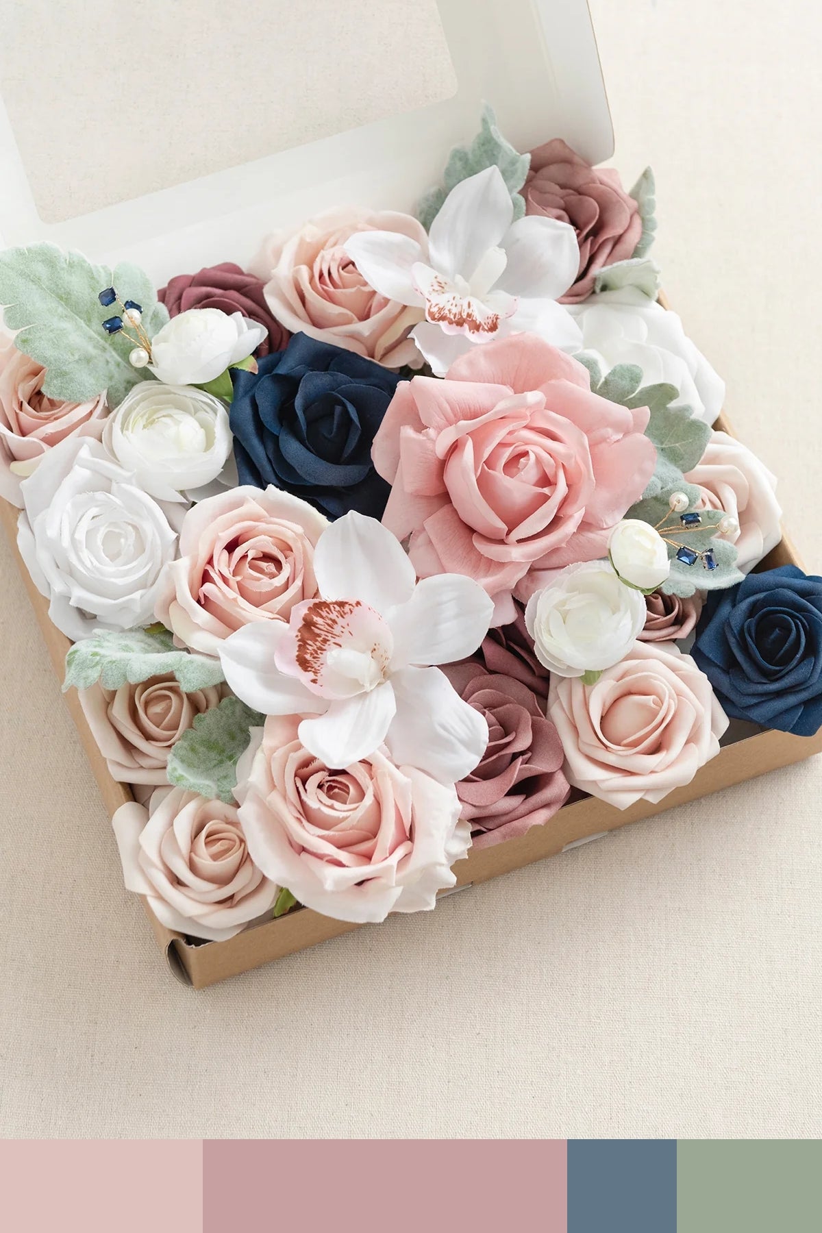 DIY Designer Flower Boxes in Dusty Rose & Navy