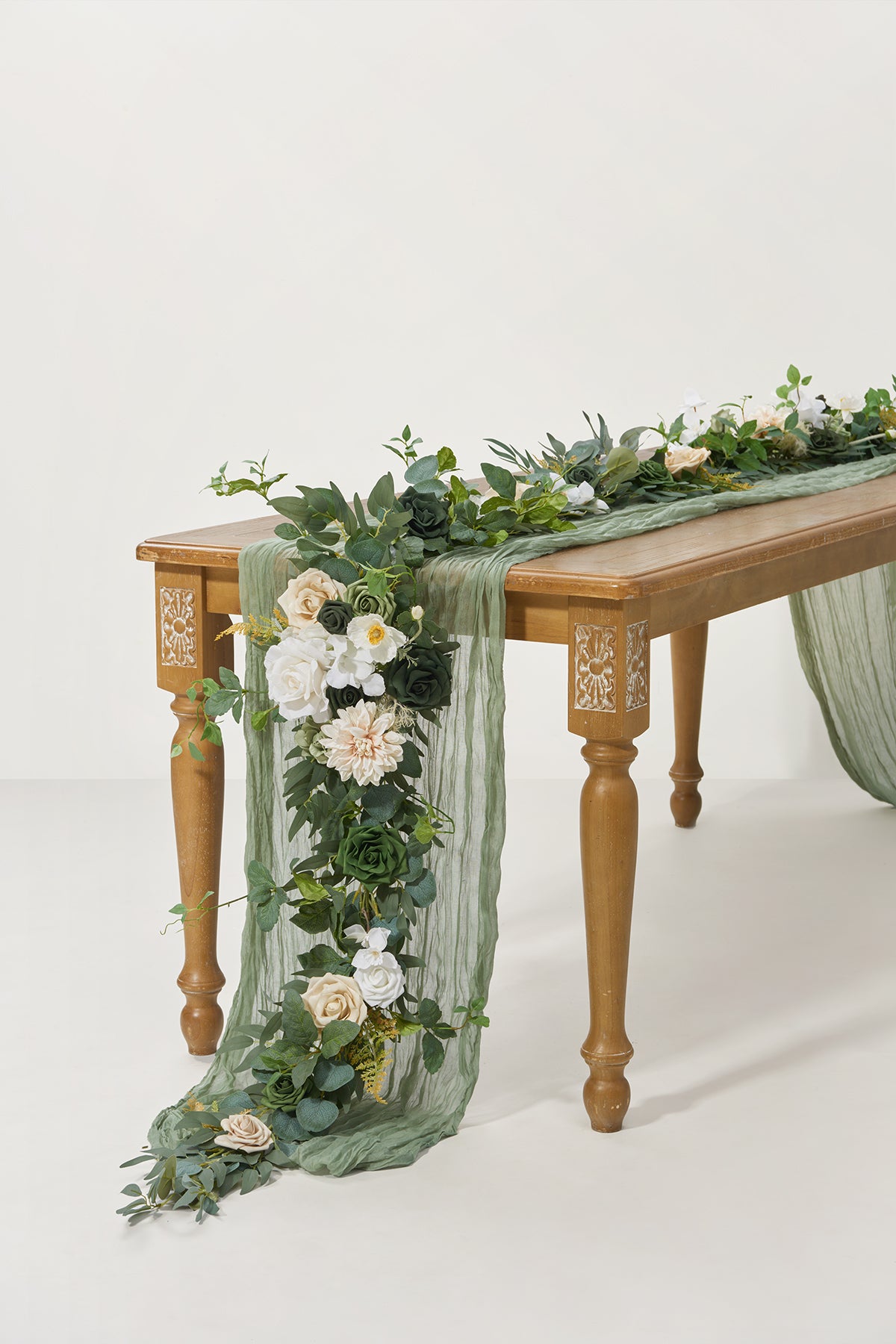 6ft Flower Garland in Emerald & Tawny Beige