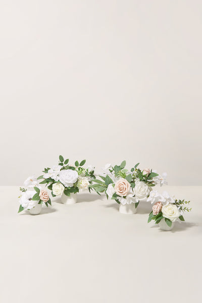 Assorted Floral Centerpiece Set in White & Sage