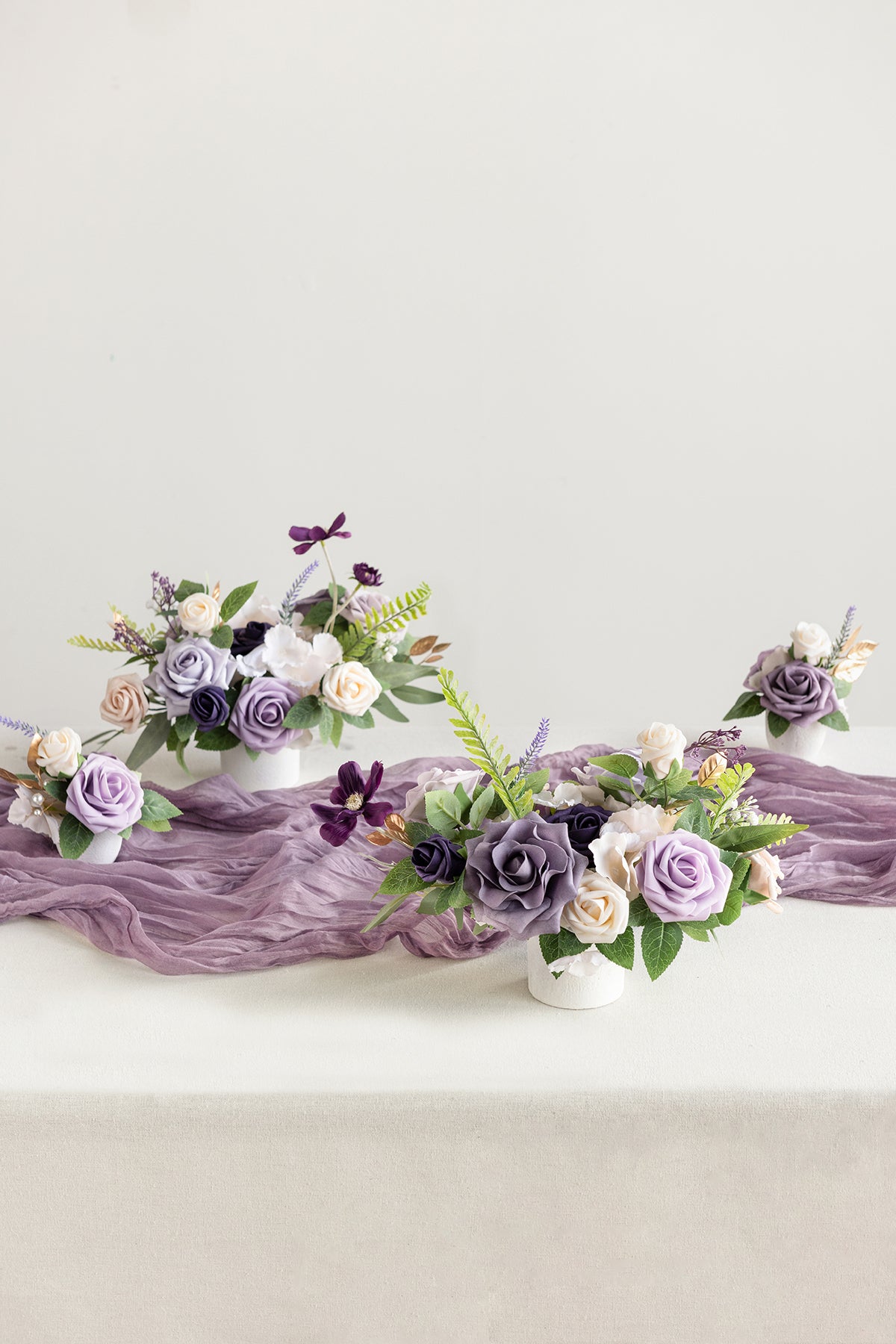 Assorted Floral Centerpiece Set in Lilac & Gold