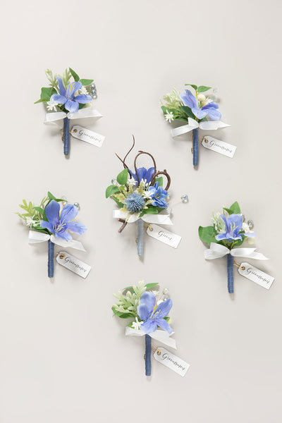 Boutonnieres in Timeless French Blue & White