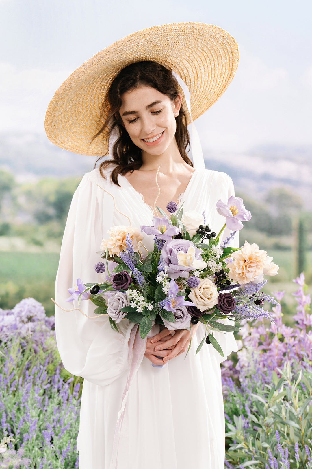 Dried lavender Sola Rose Wedding Bouquet and hotsell FREE boutonniere