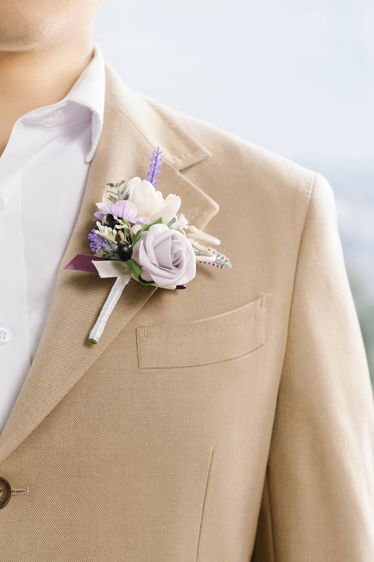 Boutonnieres in French Lavender & Plum