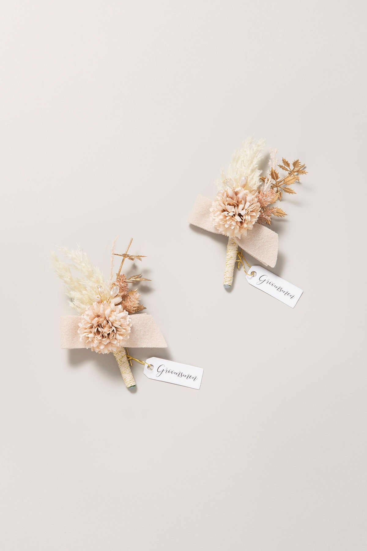 Boutonnieres in White & Beige