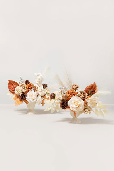 Large Floral Centerpiece Set in Rust & Sepia