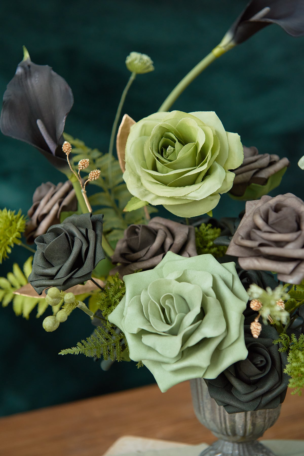 DIY Designer Flower Boxes in Forest Green & Gold