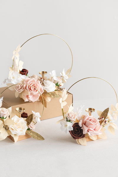 Wreath Hoop Centerpiece Set in White & Beige