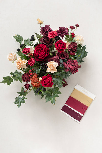 Medium Free-Form Bridal Bouquet in Bordeaux Red & Wine